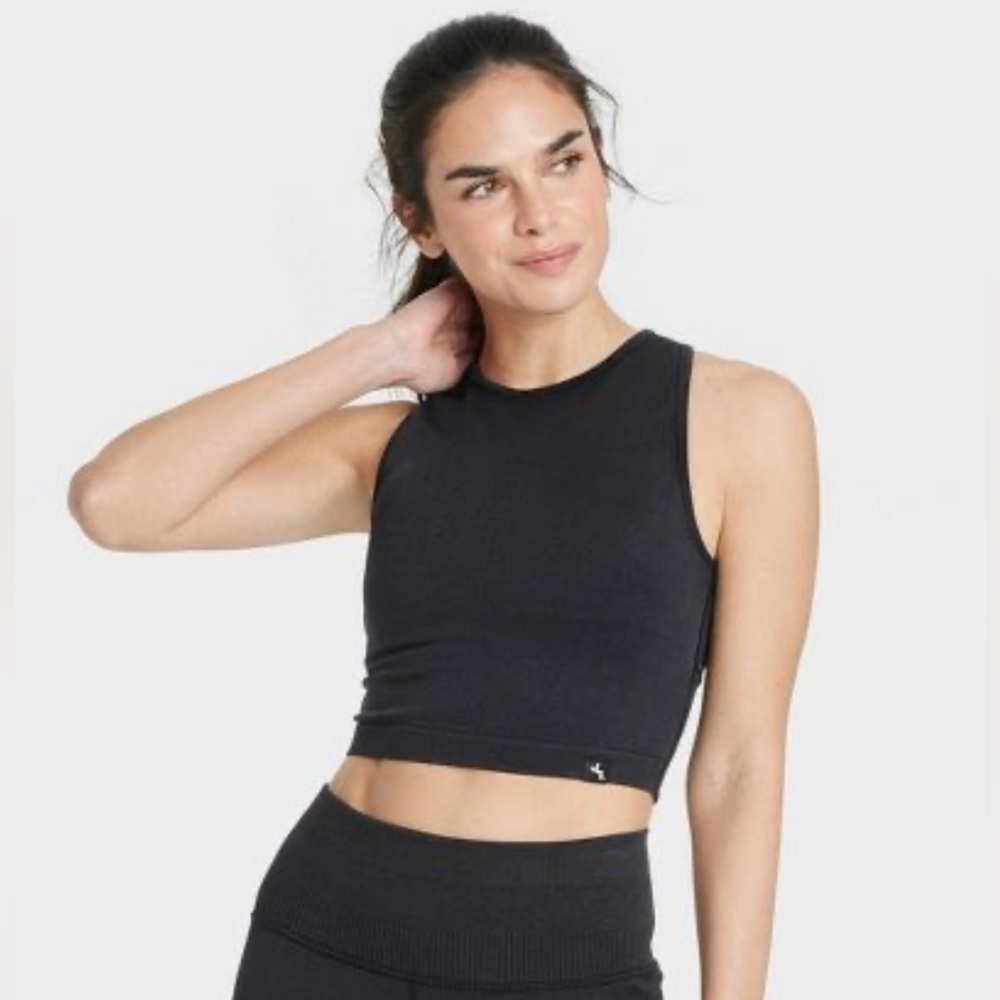 JoyLab Women’s Seamless Mesh Back Tank Bra - Black NWT